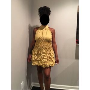 Yellow Cinched Prom Dress